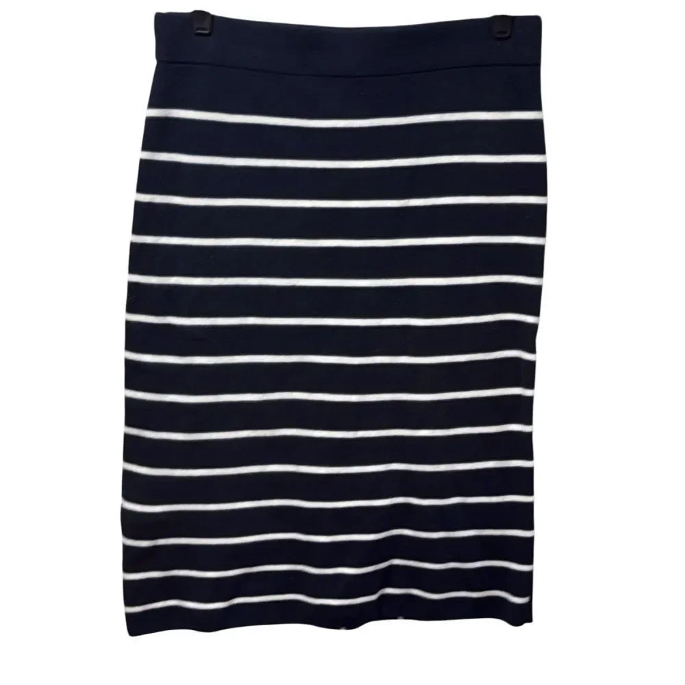 Banana Republic Striped Sweater Pencil Skirt Navy White Size Medium